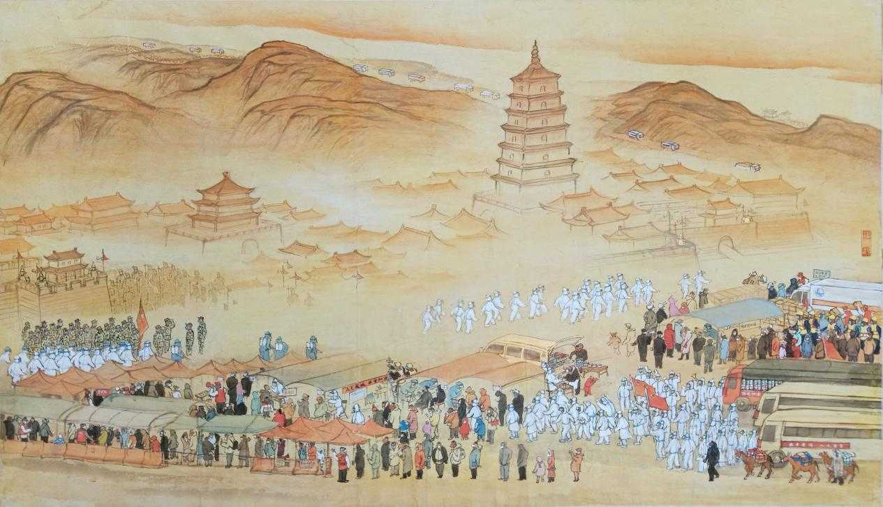 评沂蒙籍画家郑现峰的《西安抗疫图》(图1)