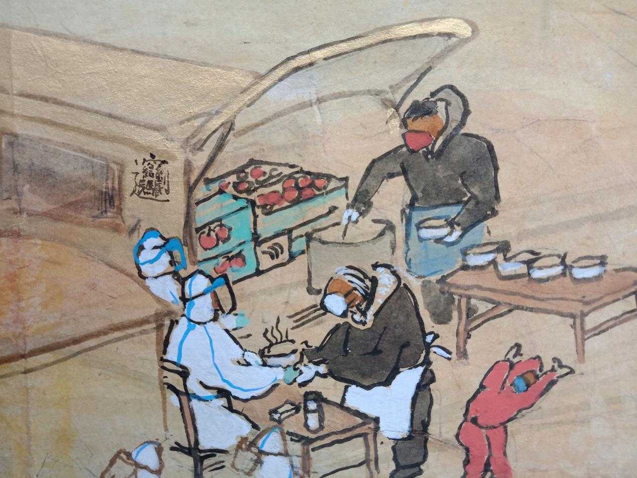 评沂蒙籍画家郑现峰的《西安抗疫图》(图7)